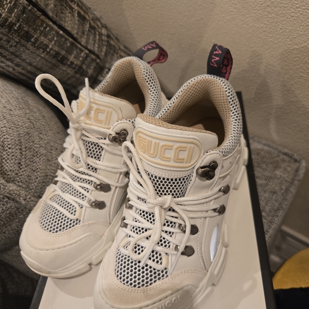 Gucci Kids Cream and White Mesh Sneakers